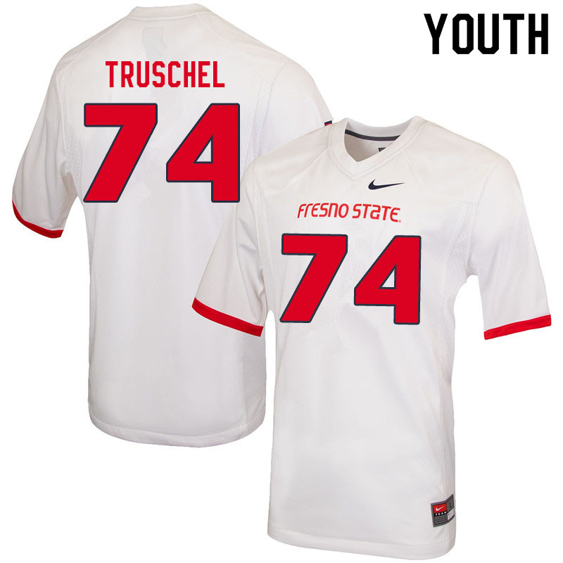 Youth #74 Clive Truschel Fresno State Bulldogs College Football Jerseys Sale-White - Click Image to Close